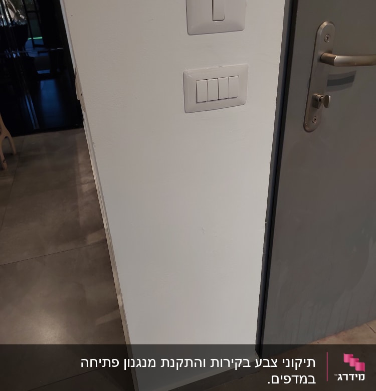 קיר עם מתגי תאורה ודלת
